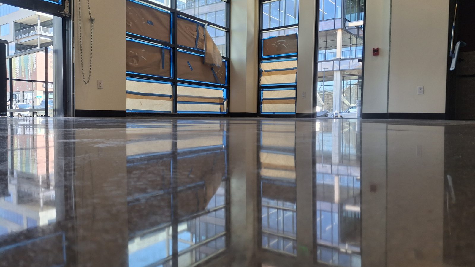 Bright commercial storefront with durable polished concrete floor in Colorado