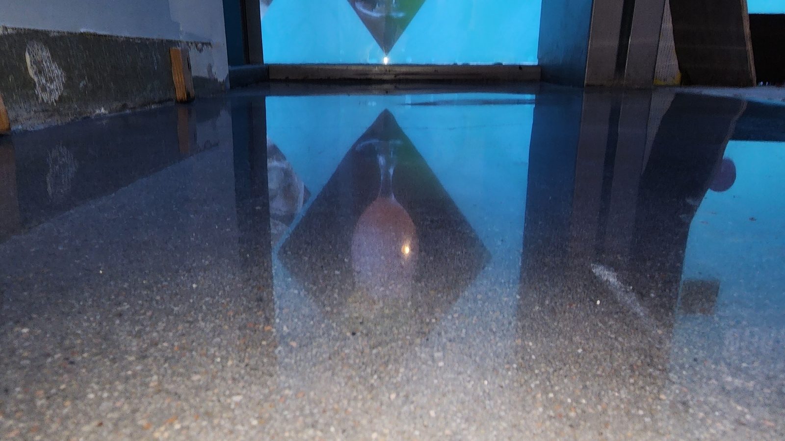 Reflective polished concrete floor in a commercial Colorado space