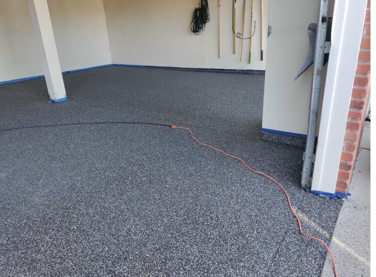 Completed flake epoxy garage floor Longmont CO